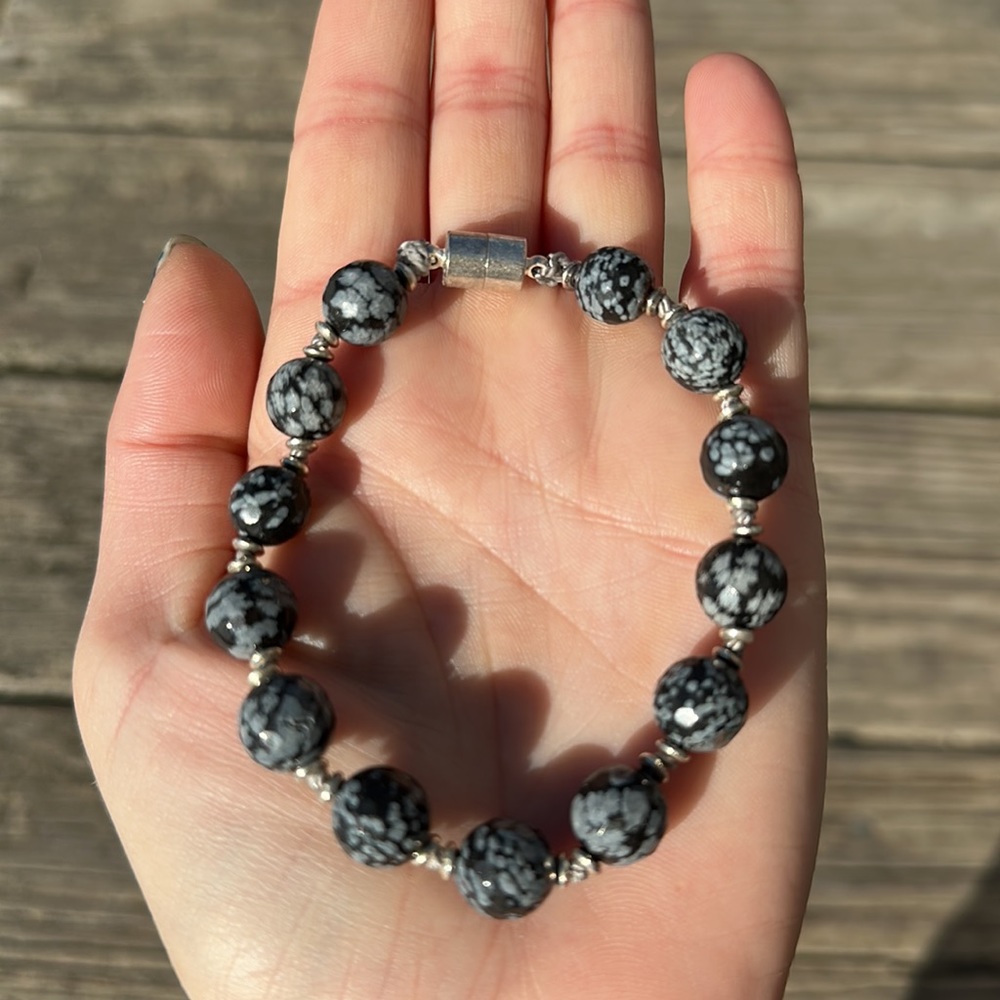 Snowflake obsidian magnetic bracelet - Picture 1 of 6